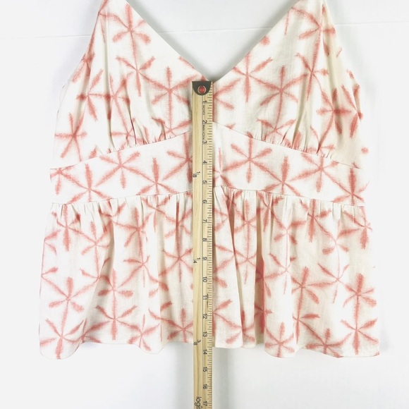 Loft Cami Tank Top Large Petite Linen Blend Cream Pink Stars Boho Baby Doll NWT - Picture 7 of 10